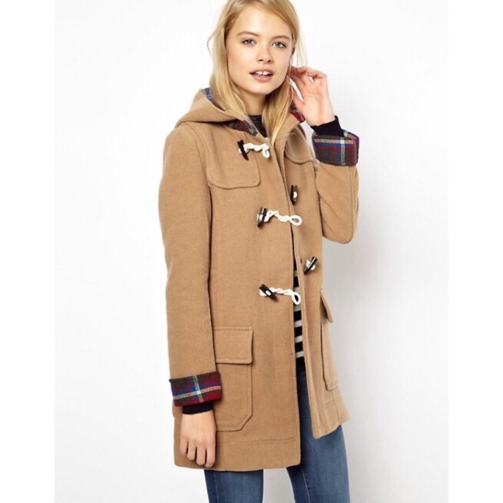 ASOS Plaid and Camel Toggle Coat